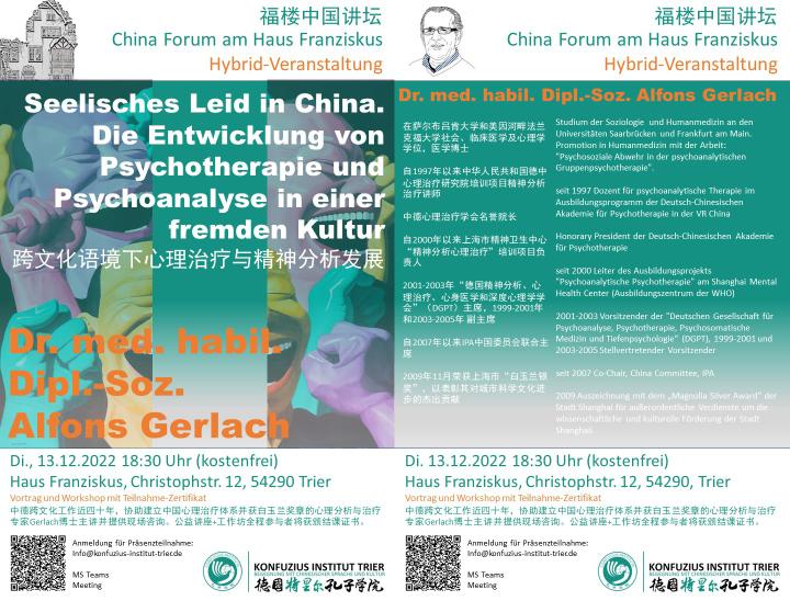 Plakat China Forum: Seelisches Leid in China